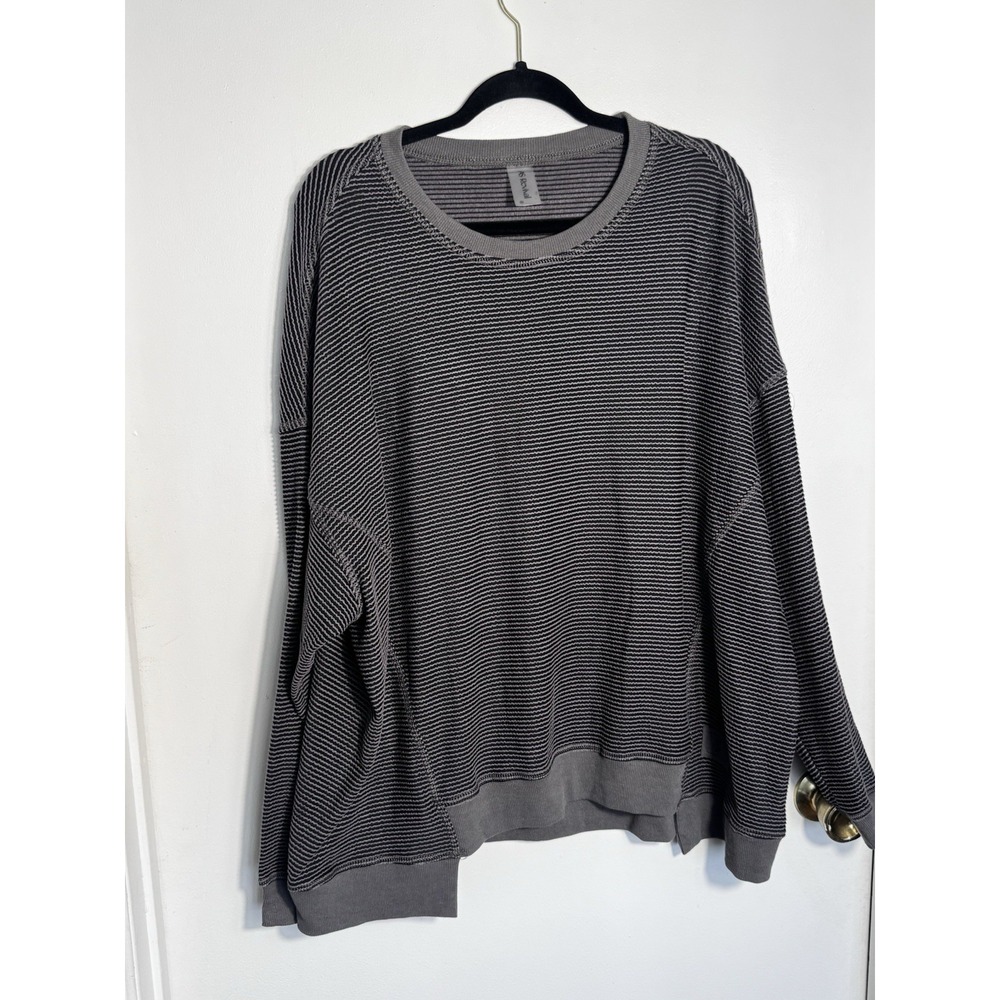 AS Revival Men's XL Black Textured Striped Pullover Sweatshirt Long Sleeve NWT